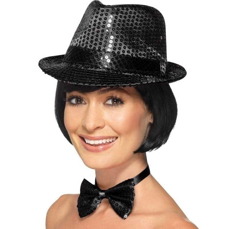 Costumes Australia Sequin Trilby Hat Adult Black_1