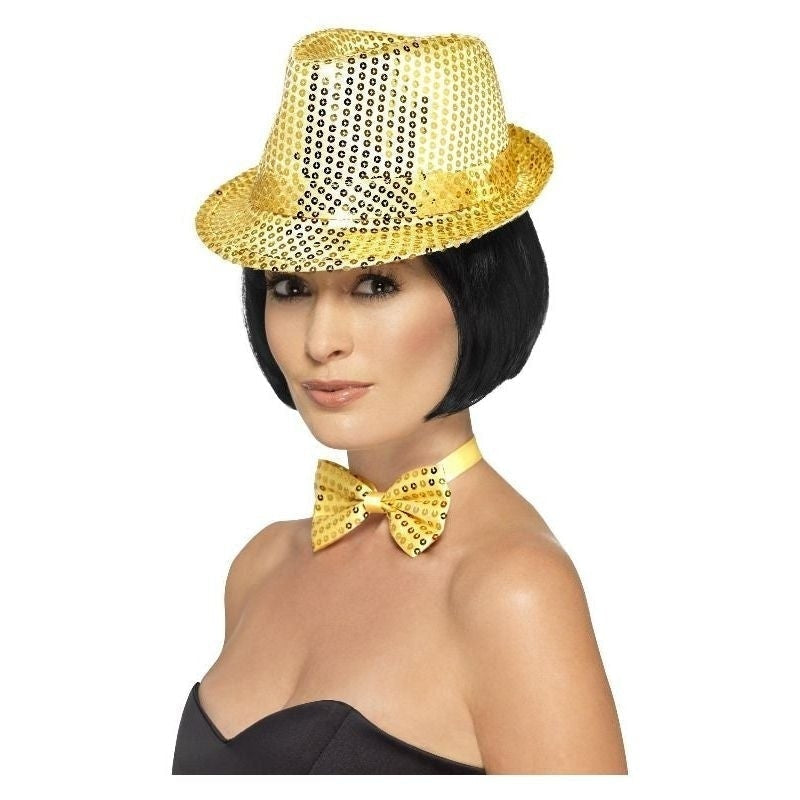 Costumes Australia Size Chart Sequin Trilby Hat Adult Gold