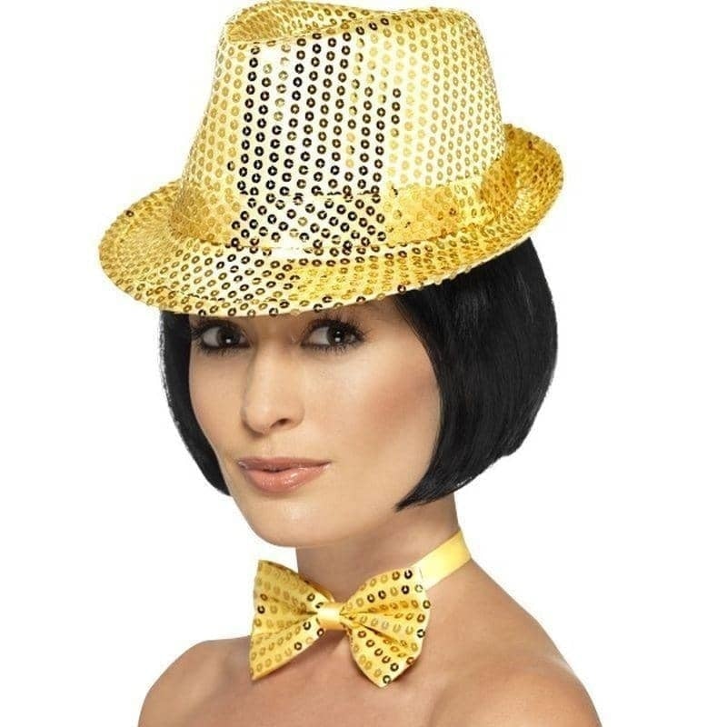 Costumes Australia Sequin Trilby Hat Adult Gold_1