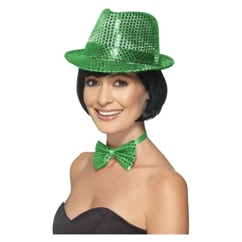 Costumes Australia Size Chart Sequin Trilby Hat Adult Green