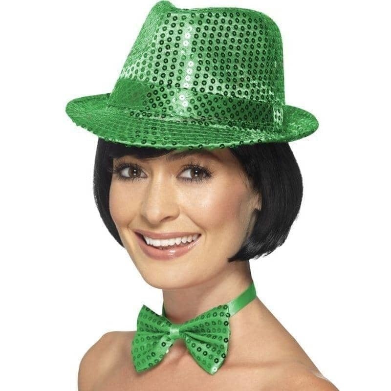 Costumes Australia Sequin Trilby Hat Adult Green_1