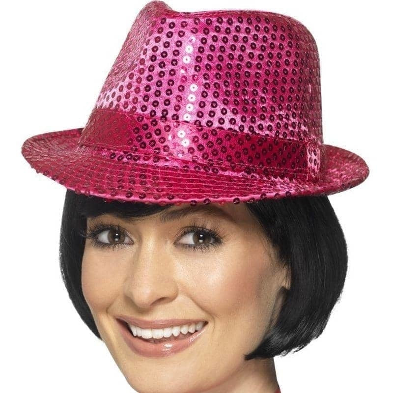 Costumes Australia Sequin Trilby Hat Adult Pink_1