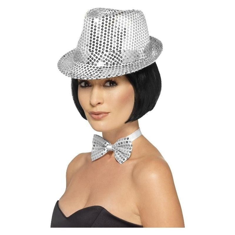 Costumes Australia Size Chart Sequin Trilby Hat Adult Silver