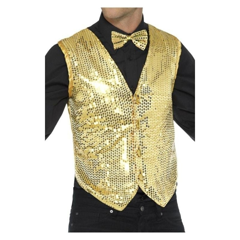 Costumes Australia Sequin Waistcoat Adult Gold_2