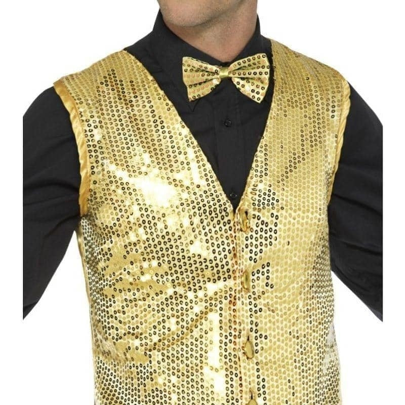 Costumes Australia Sequin Waistcoat Adult Gold_1