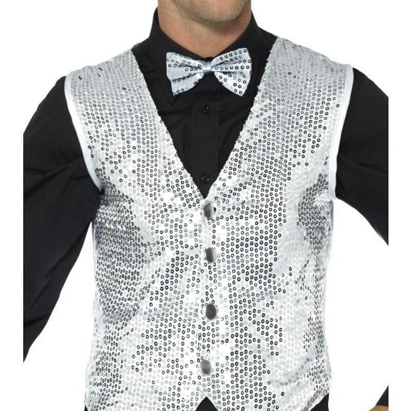 Costumes Australia Sequin Waistcoat Adult Silver_1