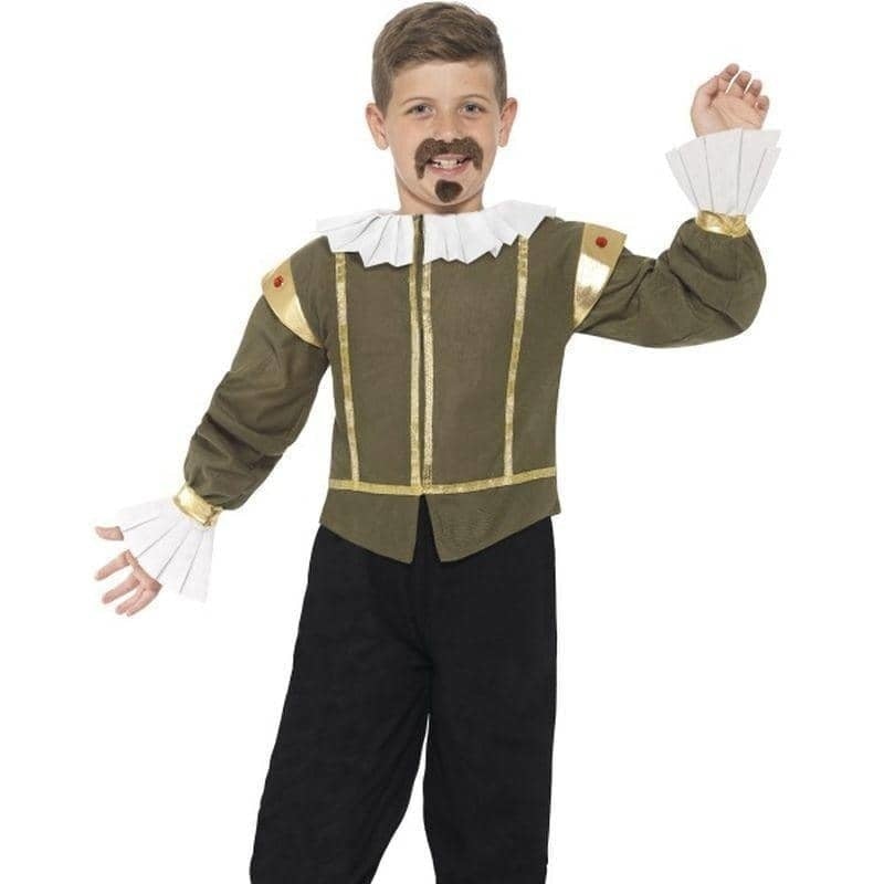 Costumes Australia Shakespeare Costume Kids Green Jacket Trousers Bootcovers Tash Goatee_1