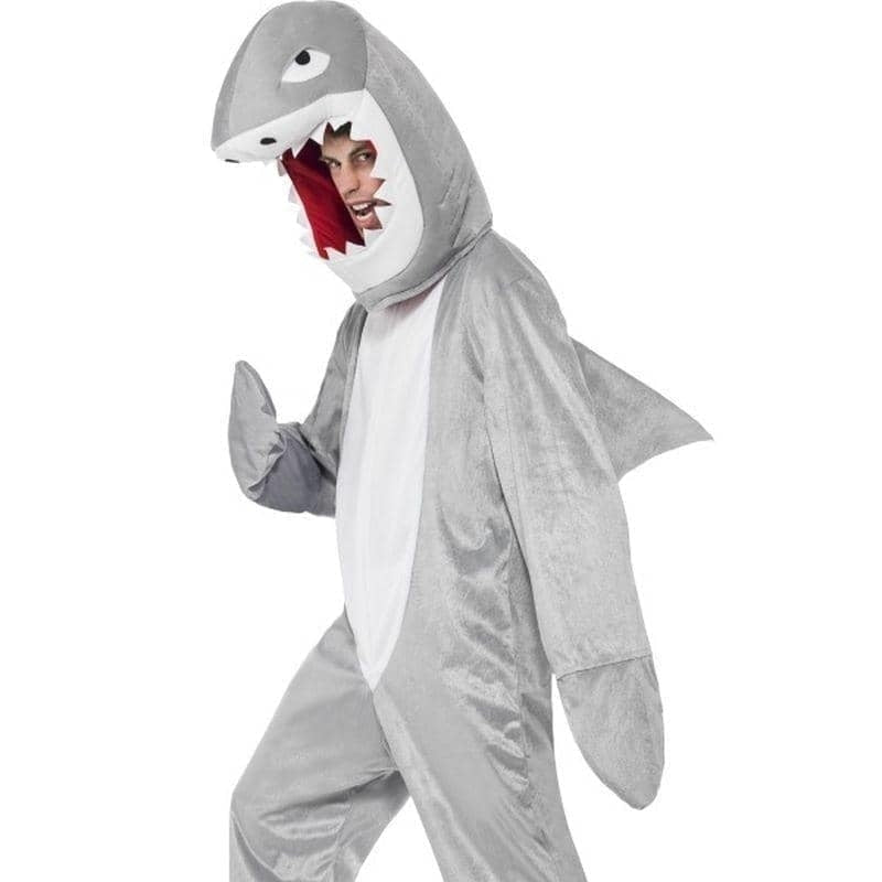 Costumes Australia Shark Costume Adult Grey Bodysuit Hood_1