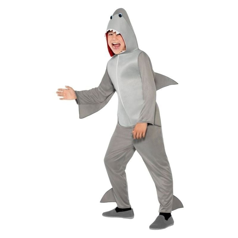 Costumes Australia Shark Costume Kids Grey Hooded Jumpsuit_2