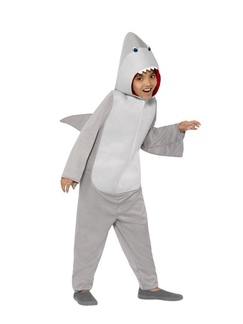 Costumes Australia Shark Costume Kids Grey Hooded Jumpsuit_4