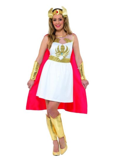 Costumes Australia She Ra Costume Glitter Print Adult White Dress_2