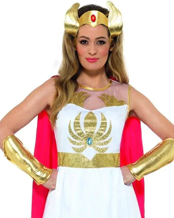 Costumes Australia She Ra Costume Glitter Print Adult White Dress_3