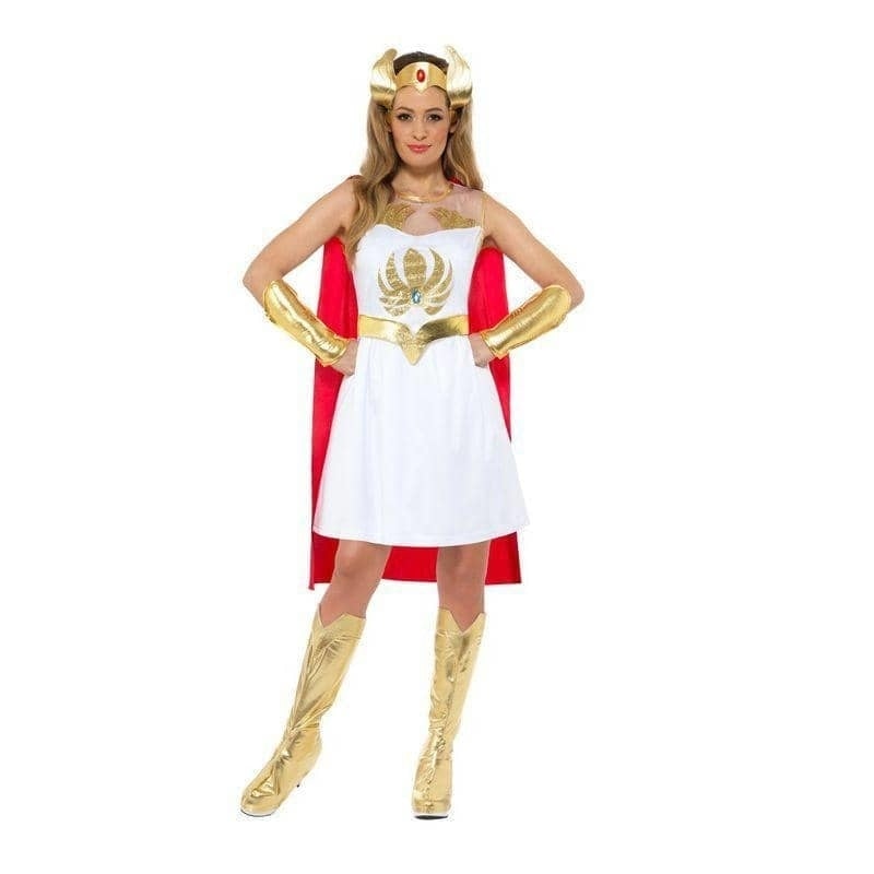 Costumes Australia She Ra Costume Glitter Print Adult White Dress_1