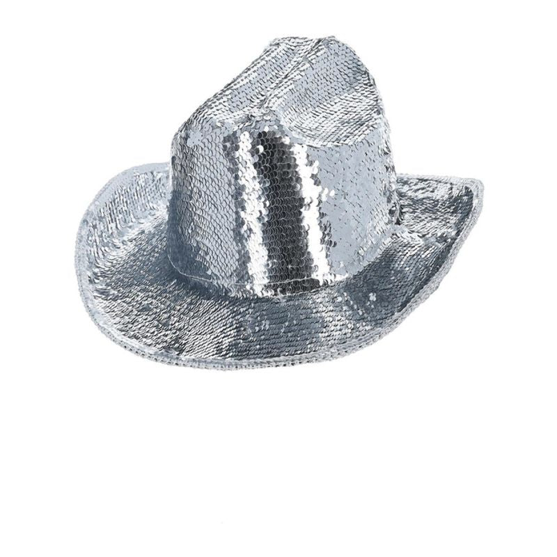 Costumes Australia Silver Sequin Cowboy Hat Fever Deluxe Adult_1