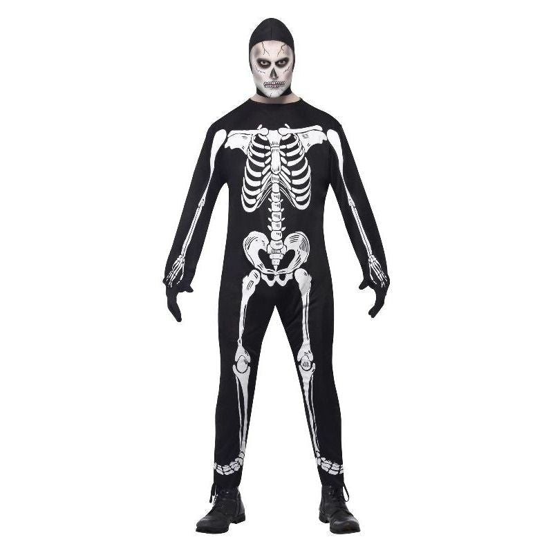 Costumes Australia Skeleton Costume Adult Black White Jumpsuit Hood_2