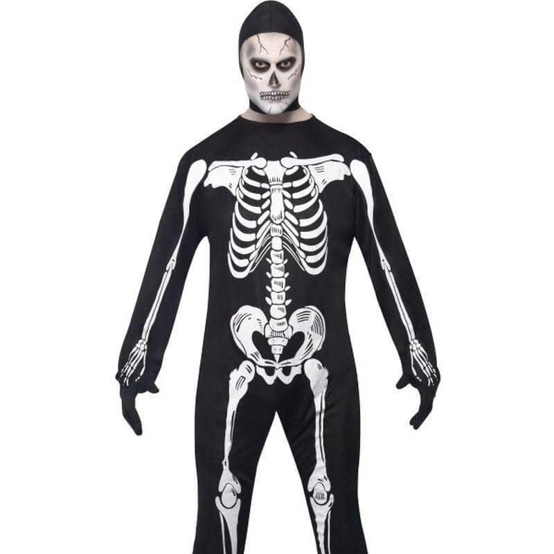 Costumes Australia Skeleton Costume Adult Black White Jumpsuit Hood_1