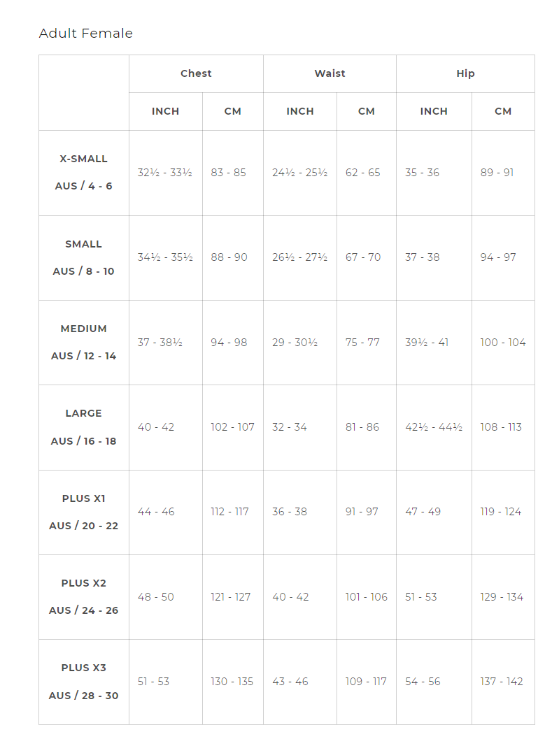 Size chart