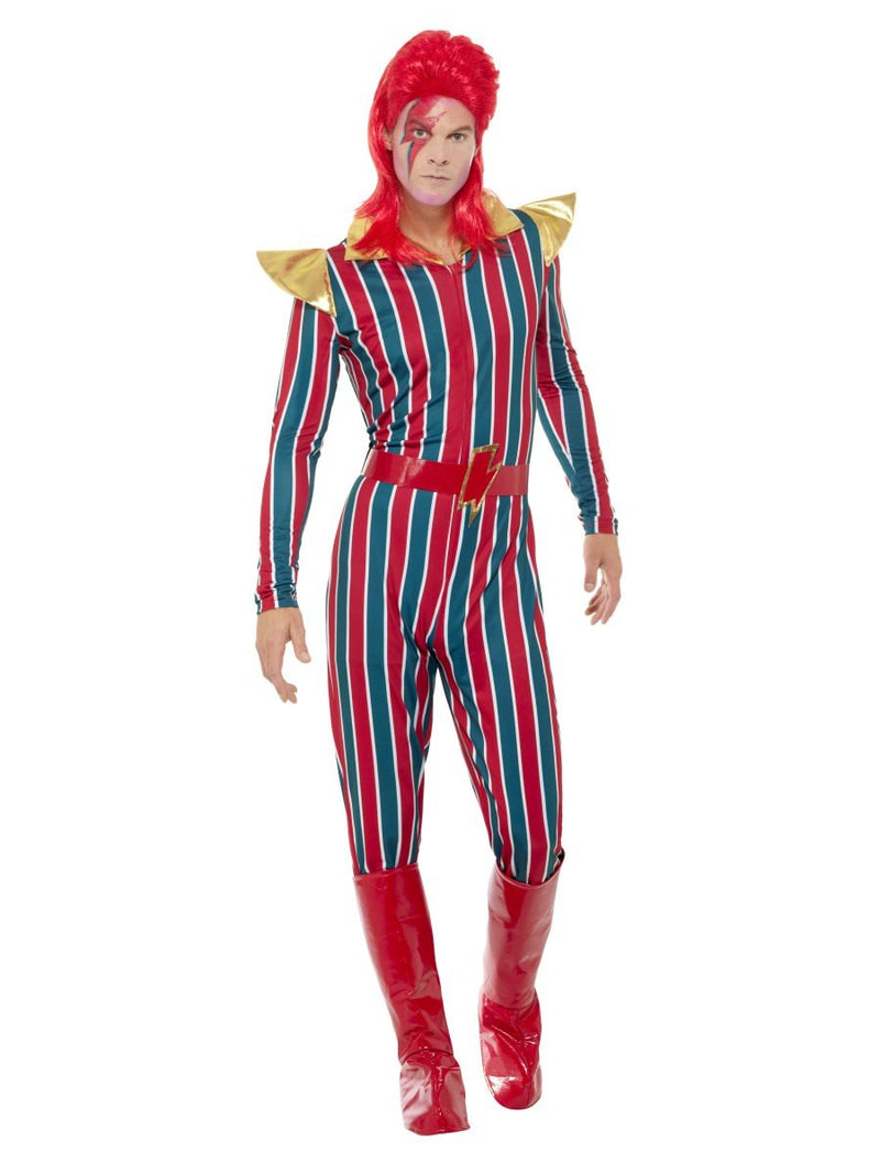 Costumes Australia Space Superstar Bowie Costume Adult Red Blue Jumpsuit_3