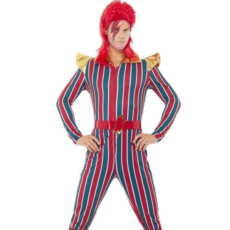 Costumes Australia Space Superstar Bowie Costume Adult Red Blue Jumpsuit_1