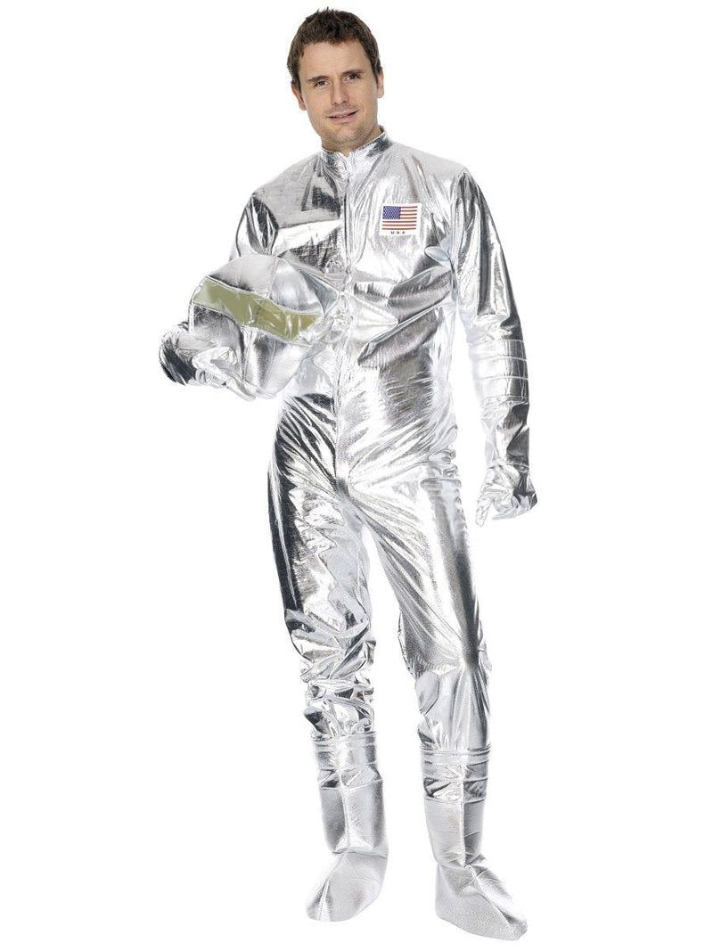 Costumes Australia Spaceman Costume Adult Silver Jumpsuit Hood Gloves Boot Covers_2