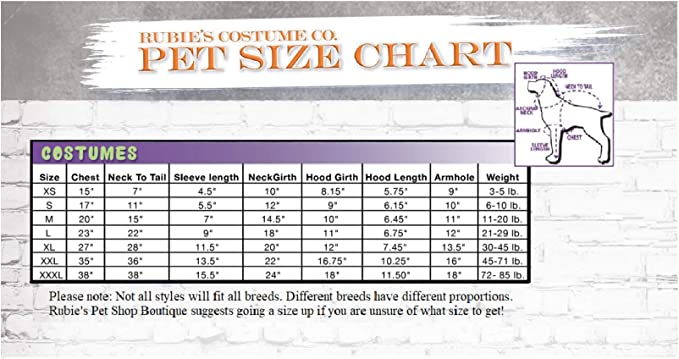 Costumes Australia Size Chart Star Wars Ewok Pet Dog Costume