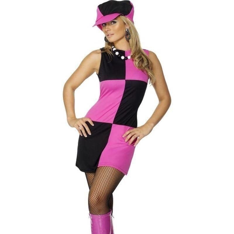 Costumes Australia Swinging 60s Costume Adult Dress Pink Black_2