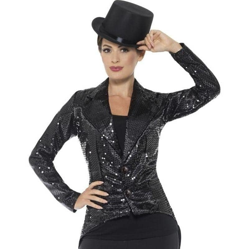 Costumes Australia Tailcoat Jacket Adult Black Sequin_1