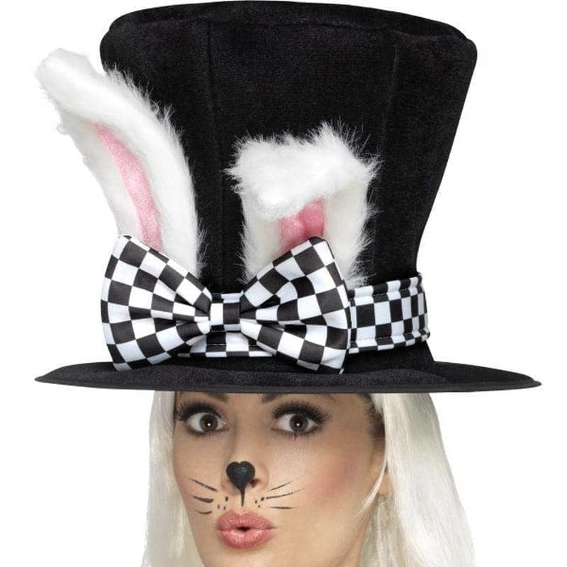 Costumes Australia Tea Party March Hare Top Hat Adult Black White_1