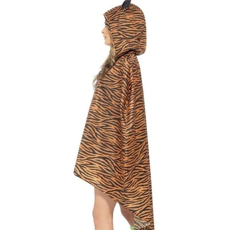 Costumes Australia Tiger Party Poncho Adult Orange Black with Drawstring Bag_4