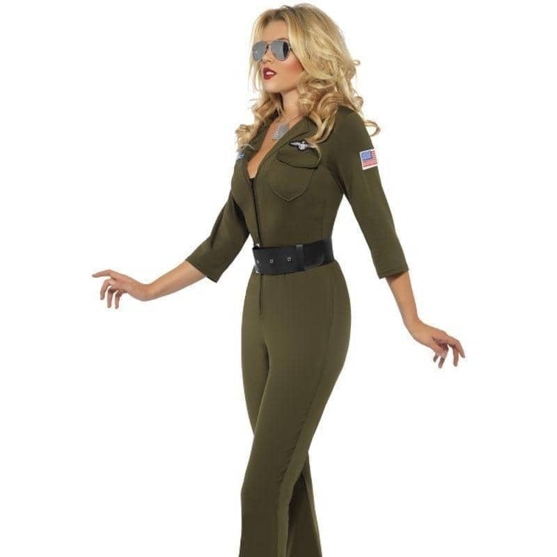 Costumes Australia Top Gun Aviator Adult Green Jumpsuit_3