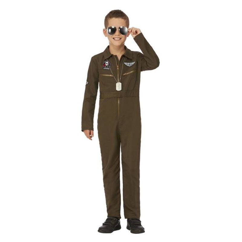 Costumes Australia Top Gun Maverick Childs Aviator Costume Green Jumpsuit_1