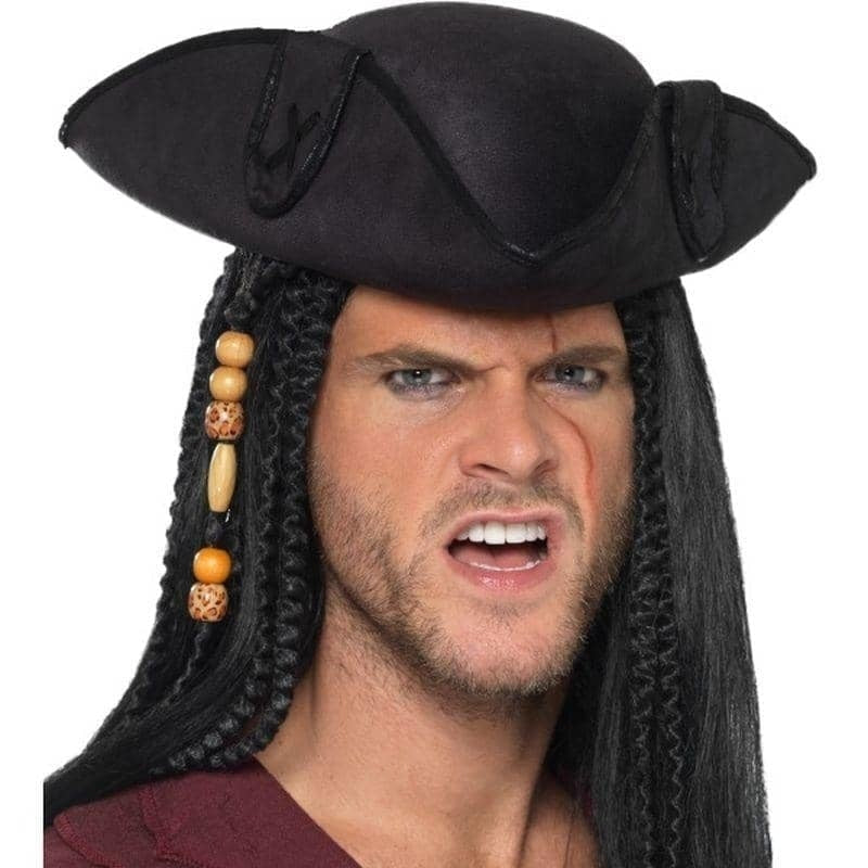 Costumes Australia Tricorn Pirate Captain Hat Adult Black_1