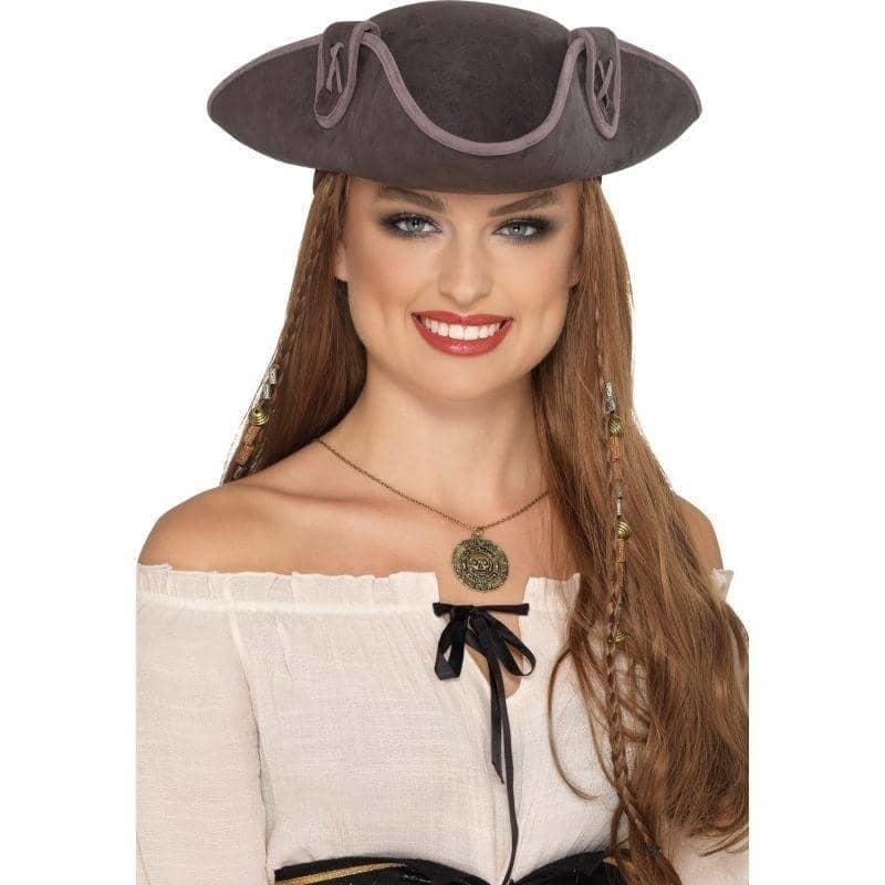 Costumes Australia Tricorn Pirate Captain Hat Adult Grey_1