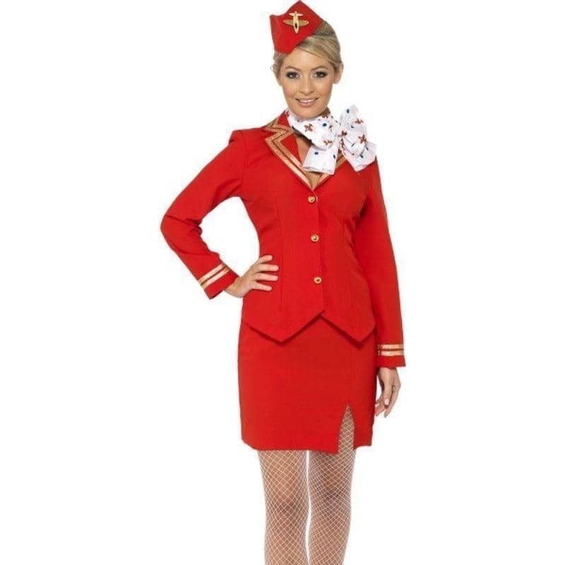 Costumes Australia Trolley Dolly Costume Adult Red Jacket Skirt Scarf Hat_1