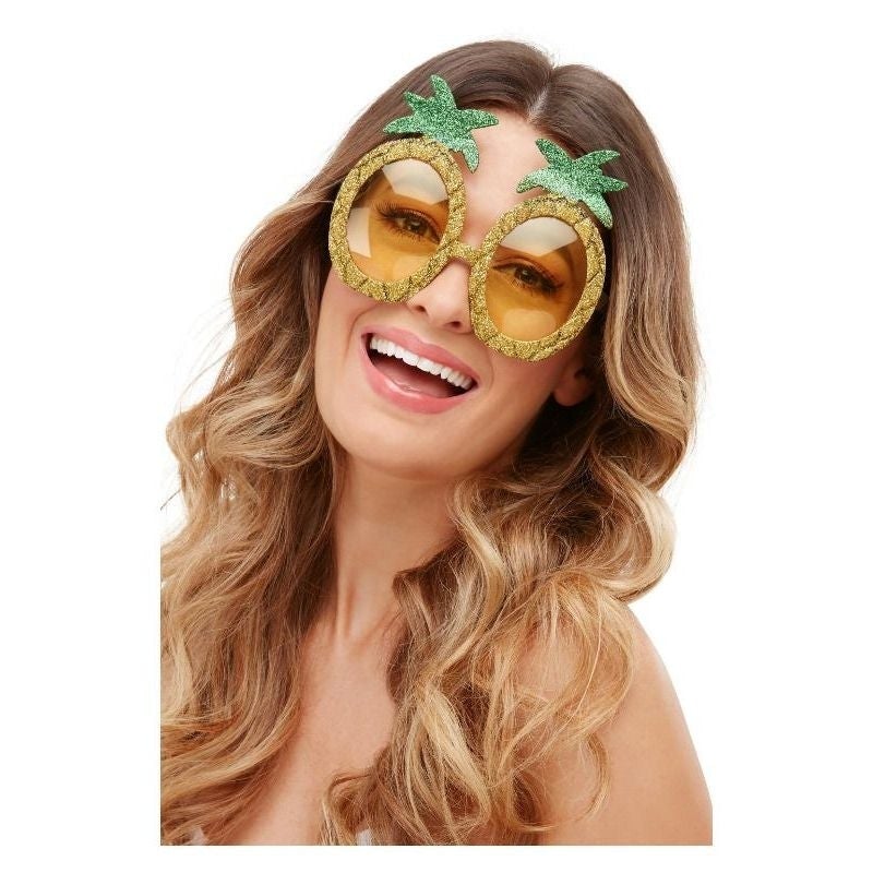 Costumes Australia Tropical Pineapple Glitter Glasses Yellow_1