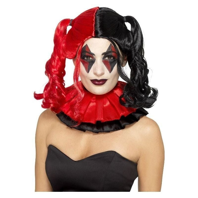 Costumes Australia Size Chart Twisted Harlequin Wig Adult Black Red