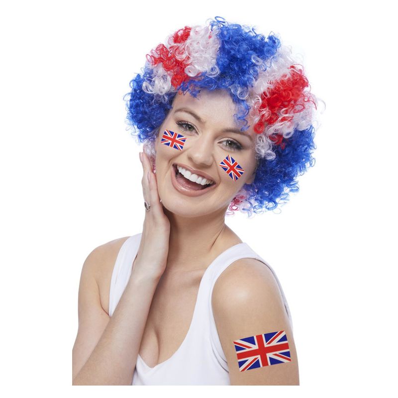 Costumes Australia Union Jack Afro Wig Adult Red White Blue_1