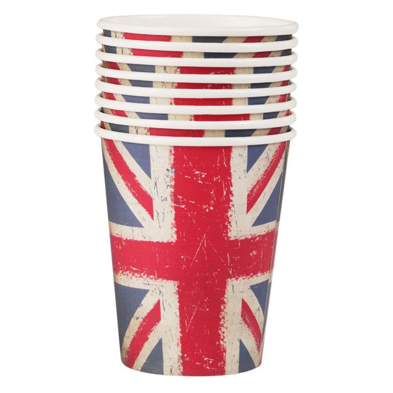 Costumes Australia Union Jack Vintage Style Print Paper Cups Adult White_1