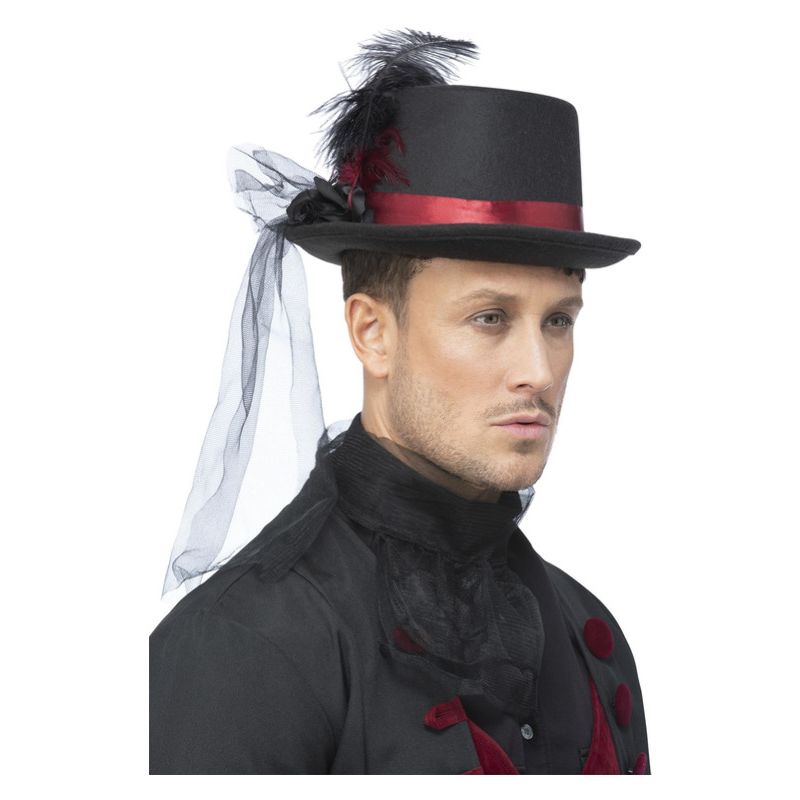 Costumes Australia Vampire Top Hat Adult Black Red_1