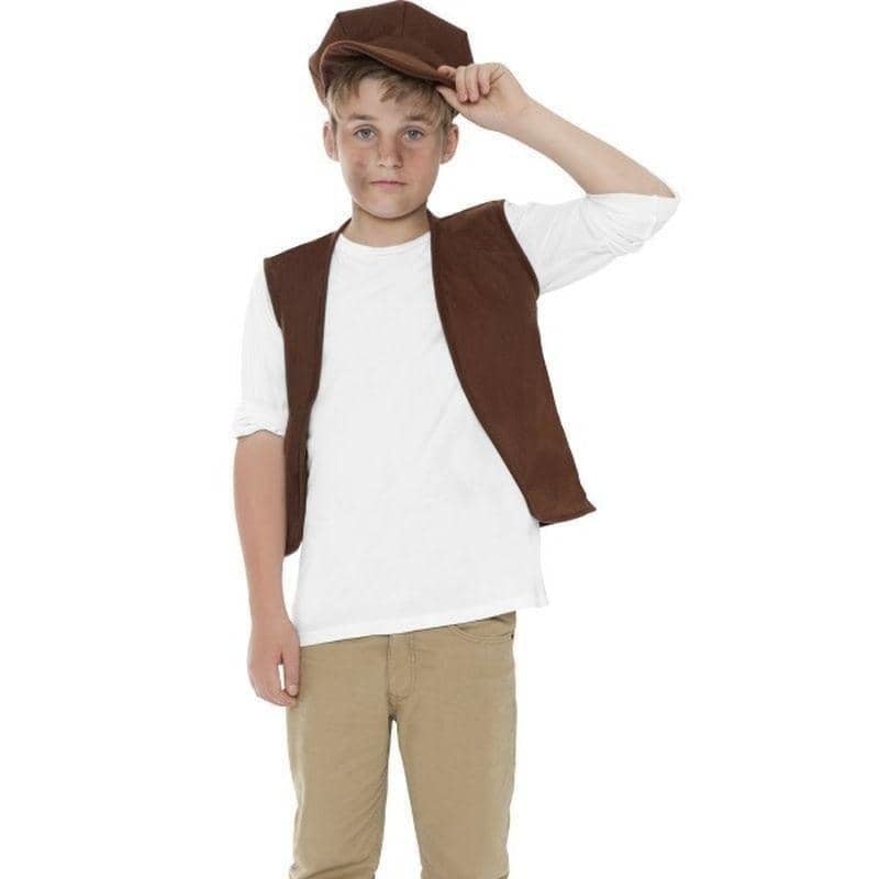 Costumes Australia Victorian Urchin Set Kids Brown Wasitcoat Cap_1