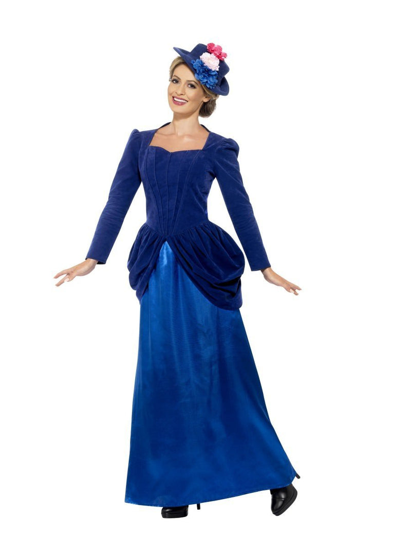 Costumes Australia Victorian Vixen Deluxe Costume Adult Blue Dress Top And Hat_4