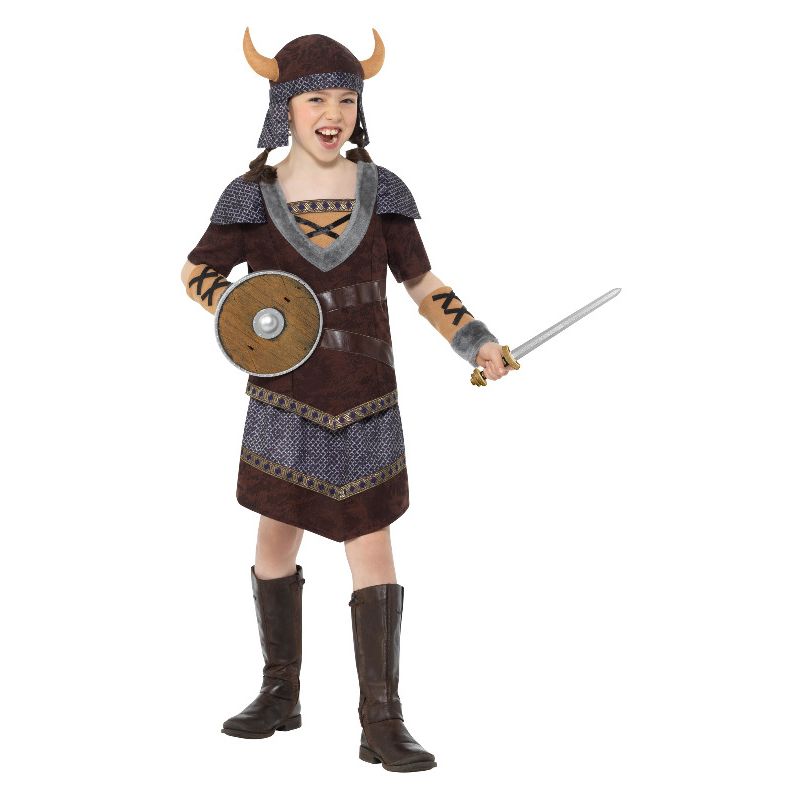 Costumes Australia Viking Girl Costume Brown Child Warrior_1