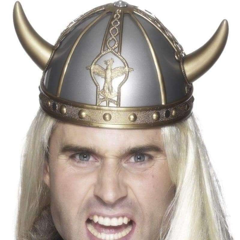 Costumes Australia Viking Helmet Adult Silver Gold Horns_1