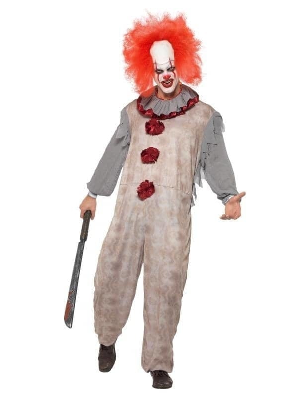 Costumes Australia Vintage Clown Costume Adult Grey Red_1