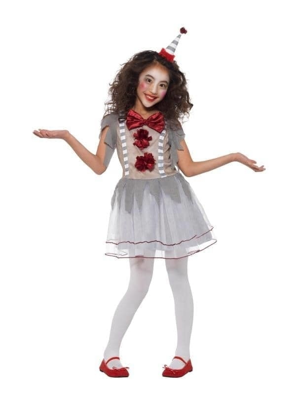 Costumes Australia Vintage Clown Girl Costume Child Grey Red_1