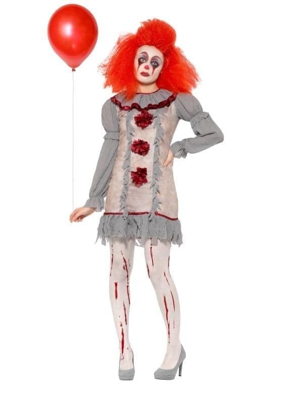 Costumes Australia Vintage Clown Lady Costume Adult Grey Red_1