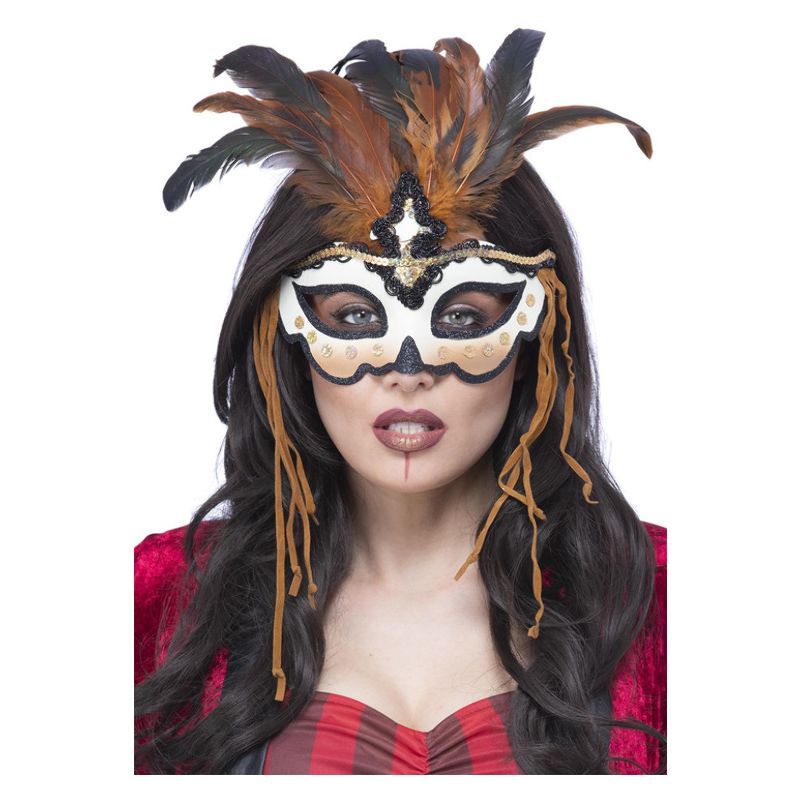 Costumes Australia Voodoo Priestess Eyemask Adult Brown_1