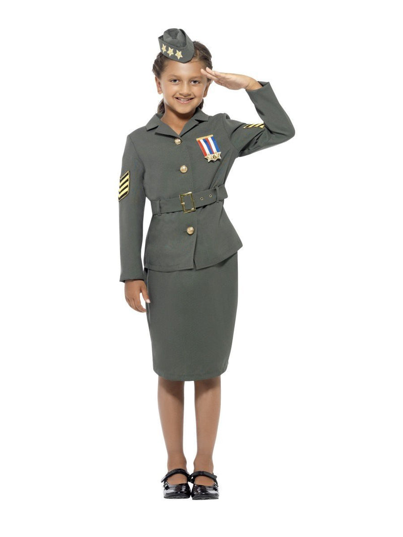 Costumes Australia WW2 Army Girl Costume Kids Khaki Green_4