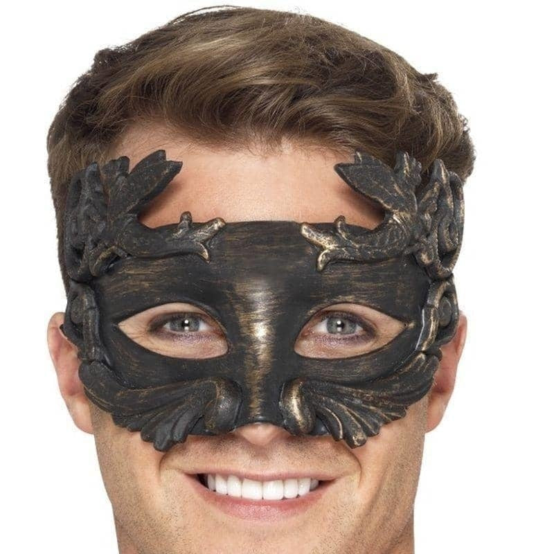 Costumes Australia Warrior God Metallic Masquerade Eyemask Adult Black_1