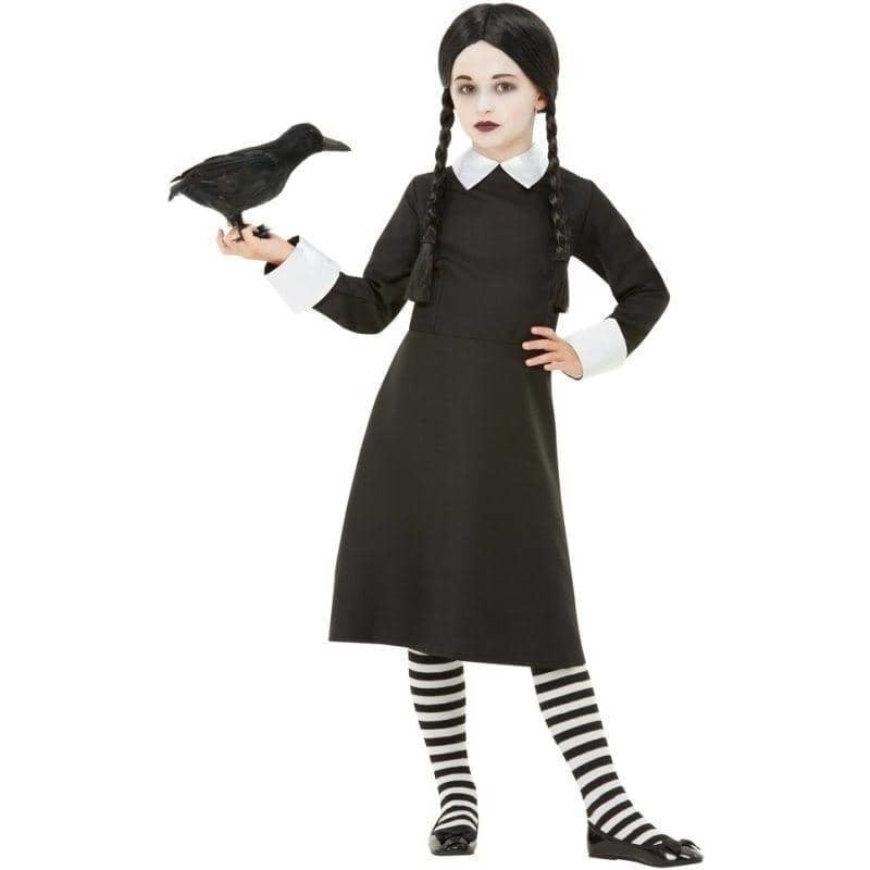 Costumes Australia Wednesday Addams Gothic School Girl Costume Child Black Dress Wig_1